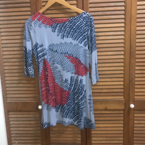 Manuheali’ii short dress in blue red print - Picture 4 of 6